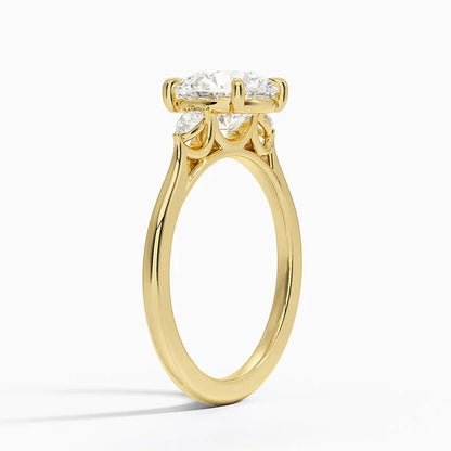 Bornreal Lab-Grown Diamond Oval Three Stone Diamond Engagement Ring.