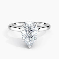 Bornreal Lab-Grown Diamond Pear Unique Hidden Halo Engagement Ring.