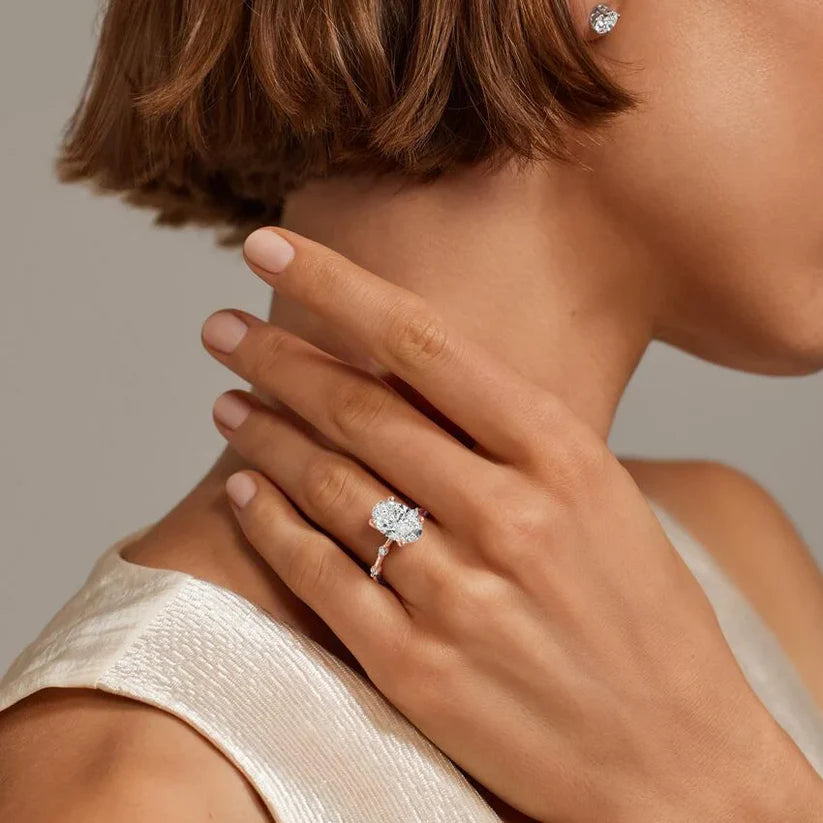 Bornreal Lab-Grown Diamond Rose Gold Radiant Engagement Ring.