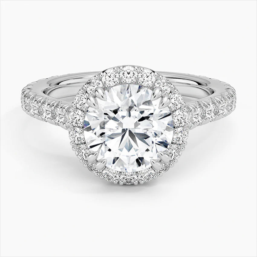 Bornreal Lab-Grown Diamond Round Halo Three-Quarter Coverage Engagement Ring.