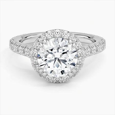 Bornreal Lab-Grown Diamond Round Halo Three-Quarter Coverage Engagement Ring.