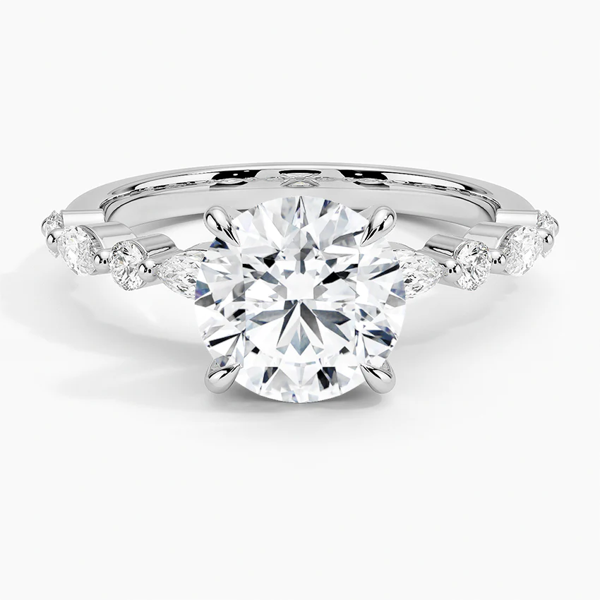Bornreal Lab-Grown Diamond Round Solitaire Accents Engagement Ring Luxury Ring.