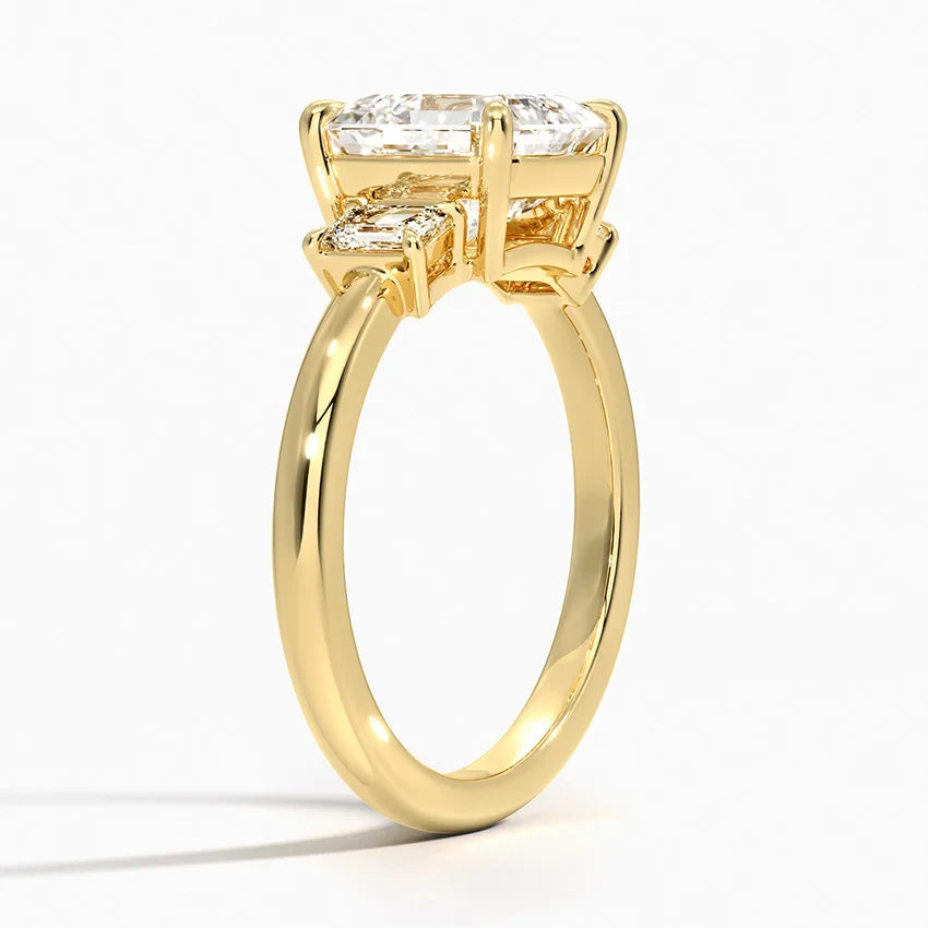 Bornreal Lab-Grown Diamond Three-Stone Asscher Diamond Engagement Ring.