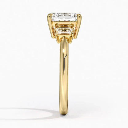 Bornreal Lab-Grown Diamond Three-Stone Asscher Diamond Engagement Ring.