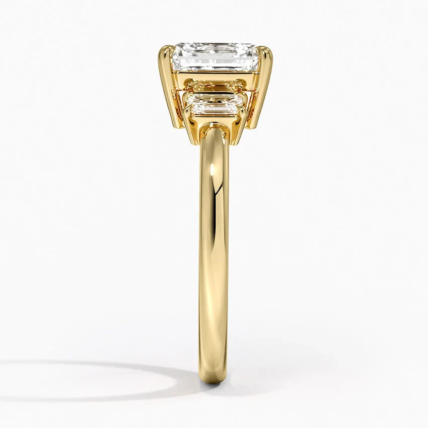 Bornreal Lab-Grown Diamond Three-Stone Asscher Diamond Engagement Ring.