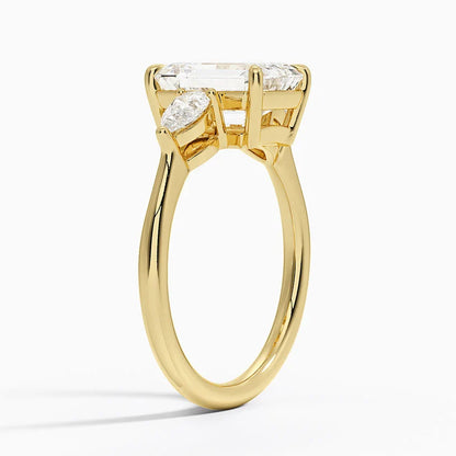 Bornreal Lab-Grown Diamond Three-Stone Ring Emerald Diamond Engagement Ring.