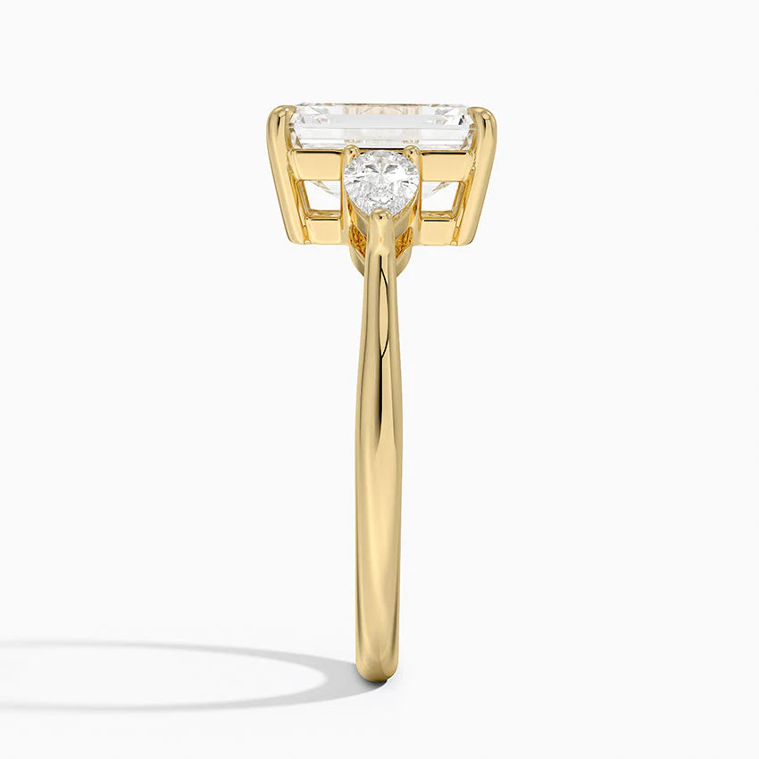 Bornreal Lab-Grown Diamond Three-Stone Ring Emerald Diamond Engagement Ring.