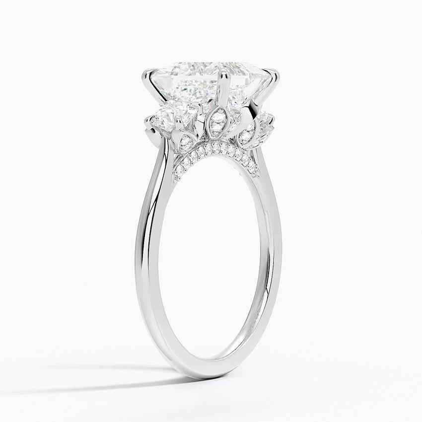 Bornreal Lab-Grown Diamond Three-Stone Ring Princess Diamond Engagement Ring.