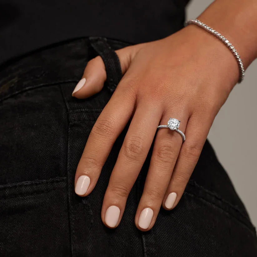 Bornreal Lab-Grown Diamond White Gold Engagement Ring Round Diamond Gemstone Ring Bornreal Jewelry