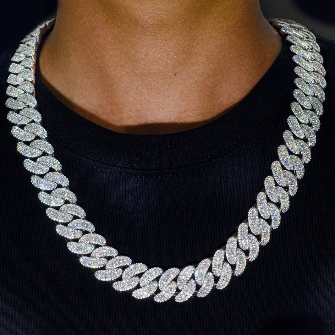 Iced out Cuban Chain 925 Silver D Color VVS Diamond 16mm - 18mm Necklace Bracelet
