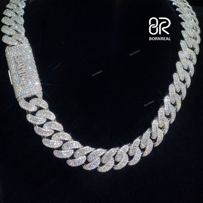 Collier et bracelet à maillons byzantins glacés de 18 mm