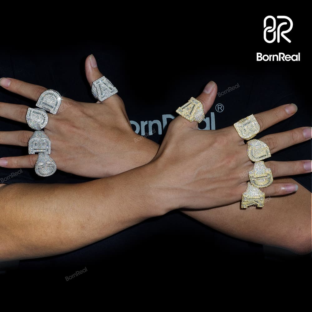 Custom Iced Out Diamond Moissanite Baguette Hip Hop Ring For Men Bornreal Jewelry - Bornreal Jewelry