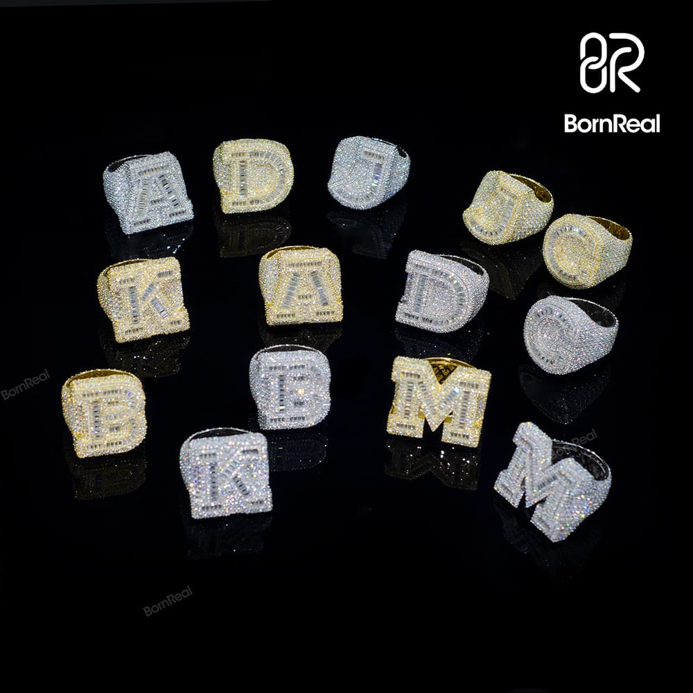 Custom Iced Out Diamond Moissanite Baguette Hip Hop Ring For Men Bornreal Jewelry - Bornreal Jewelry