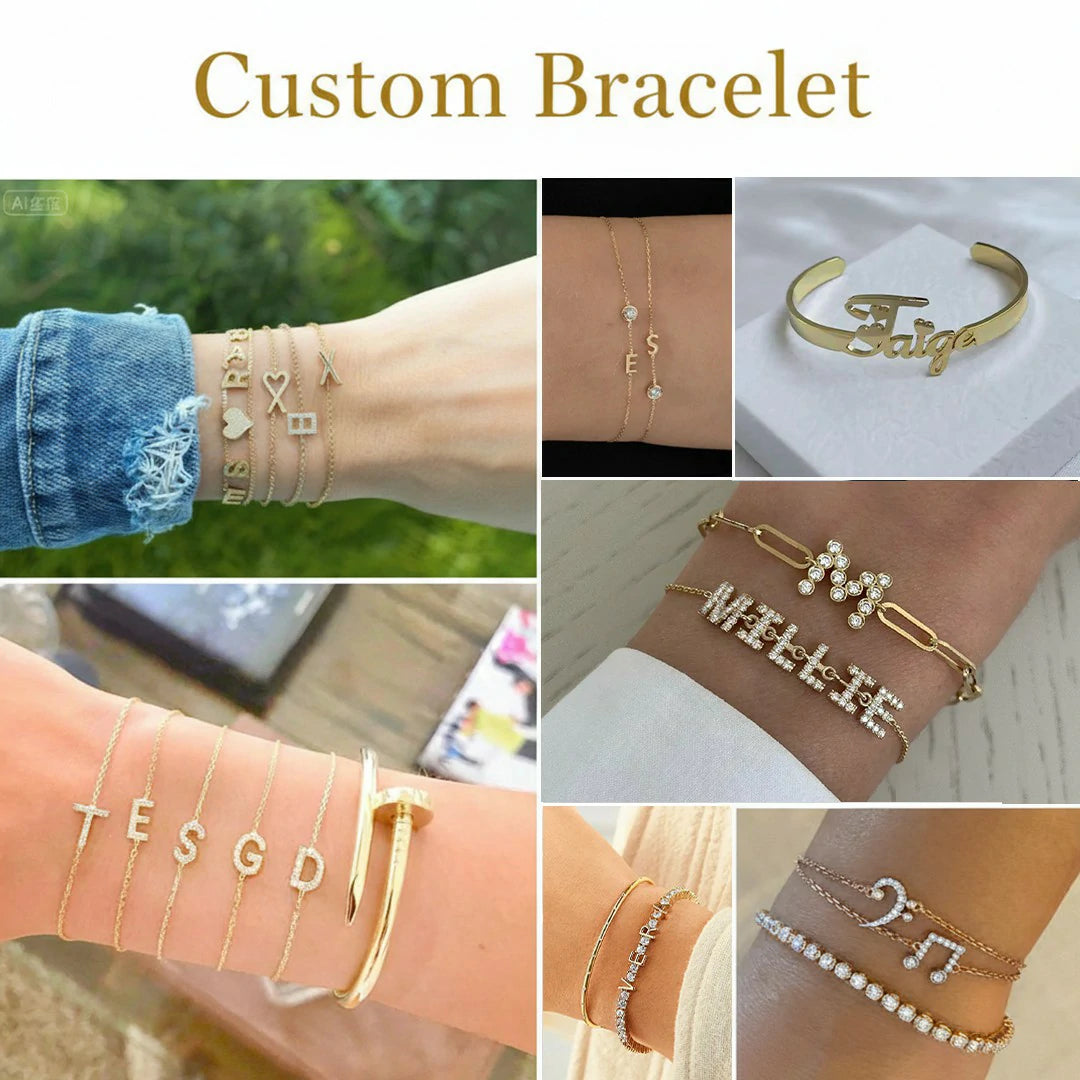 Custom Charm Bracelet – Custom Letters, Numbers & Symbols Personalized Jewelry
