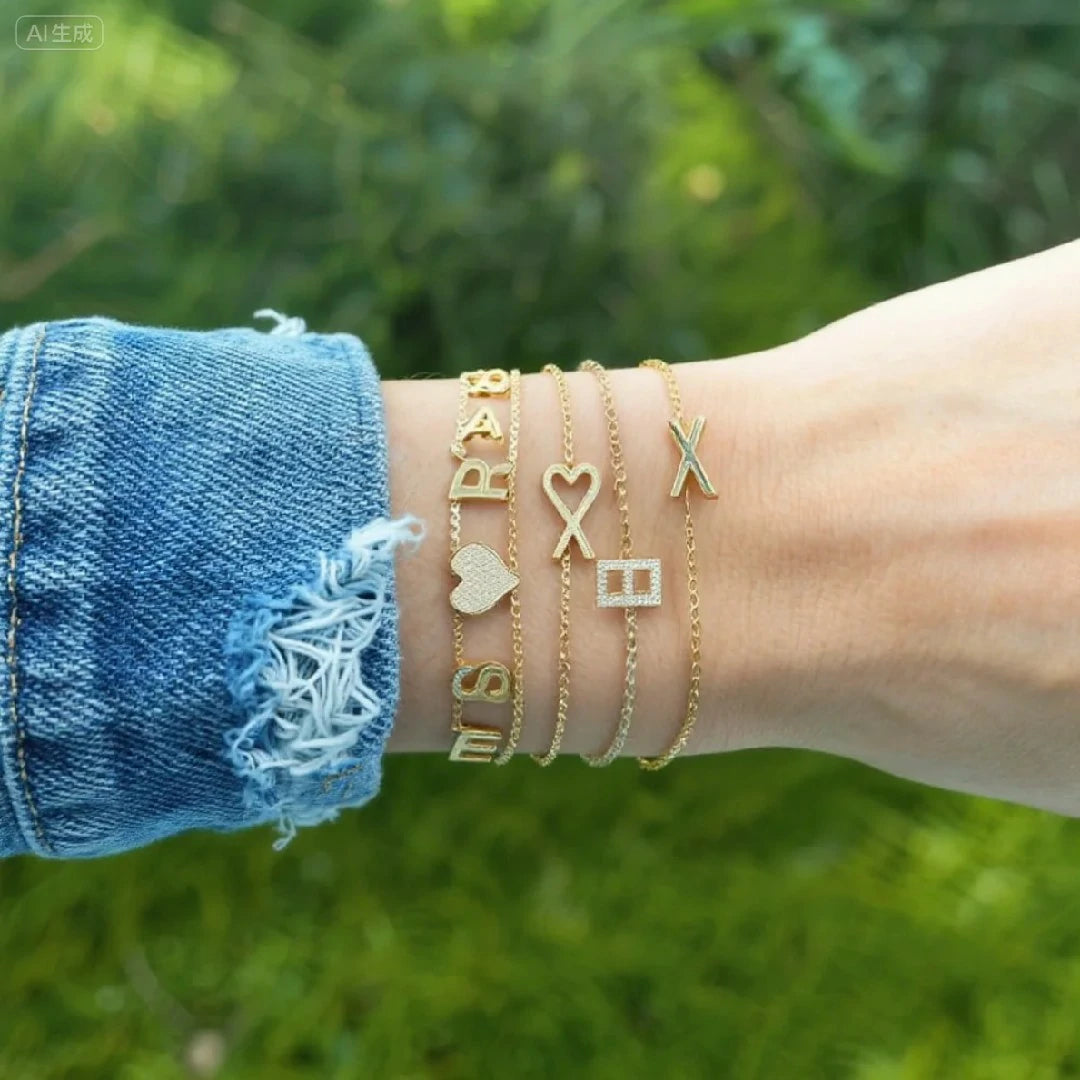 Custom Charm Bracelet – Custom Letters, Numbers & Symbols Personalized Jewelry