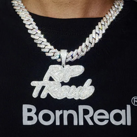 Custom Full Iced Out 925 Silver Name Pendant.