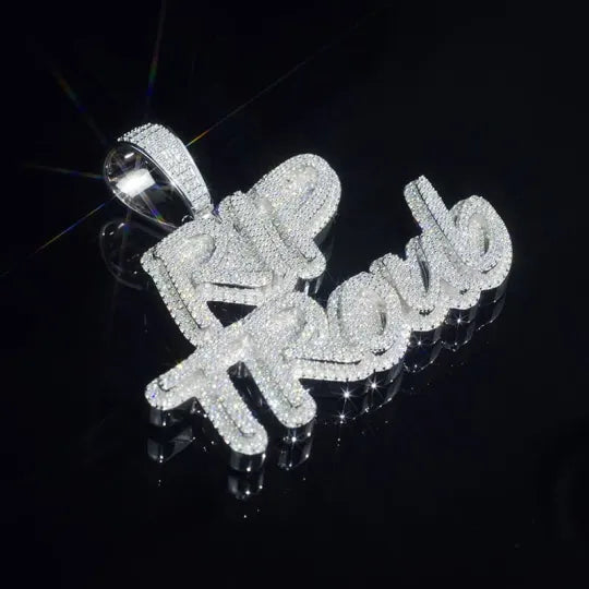 Custom Full Iced Out 925 Silver Name Pendant.