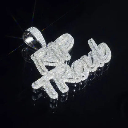Custom Full Iced Out 925 Silver Name Pendant Bornreal Jewelry