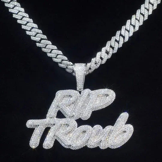 Custom Full Iced Out 925 Silver Name Pendant.