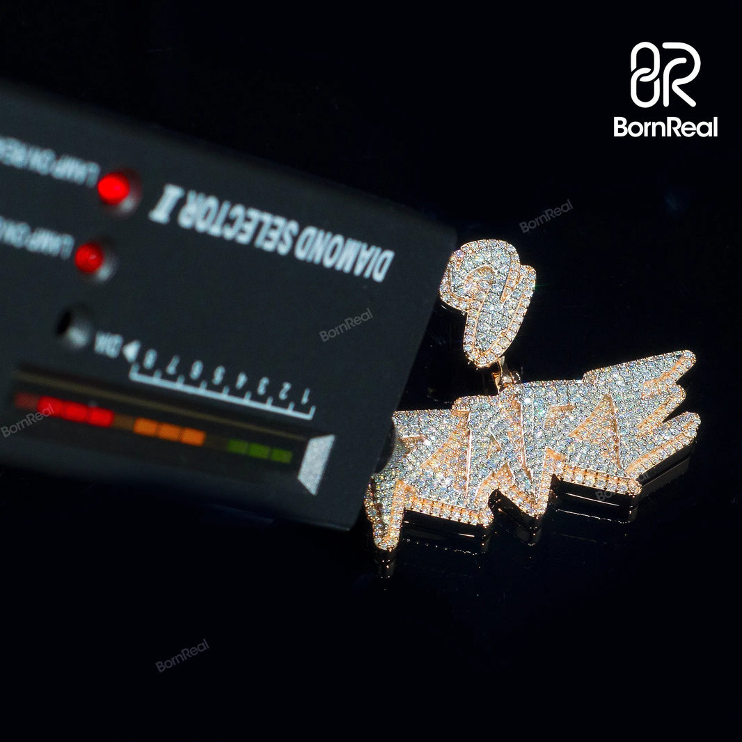 Custom Name Chain Rose Gold diamond Pendant with Custom Bail