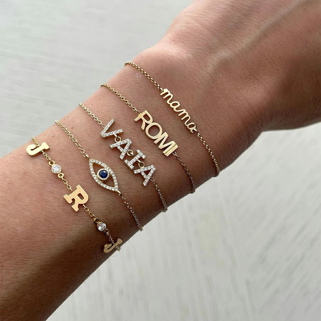 Custom Charm Bracelet – Custom Letters, Numbers & Symbols Personalized Jewelry