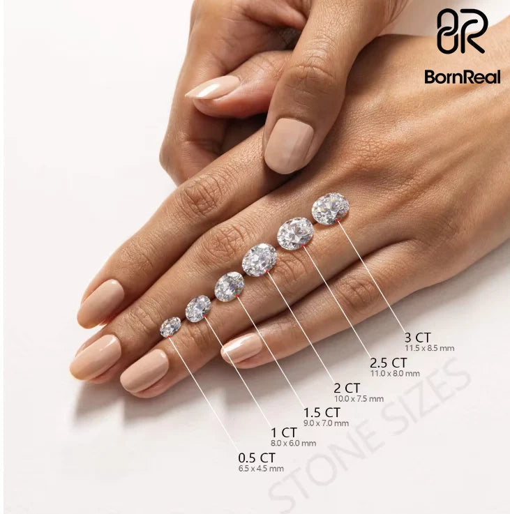 Bornreal Lab-Grown Diamond Engagement Ring Unique Rings Round Diamond.