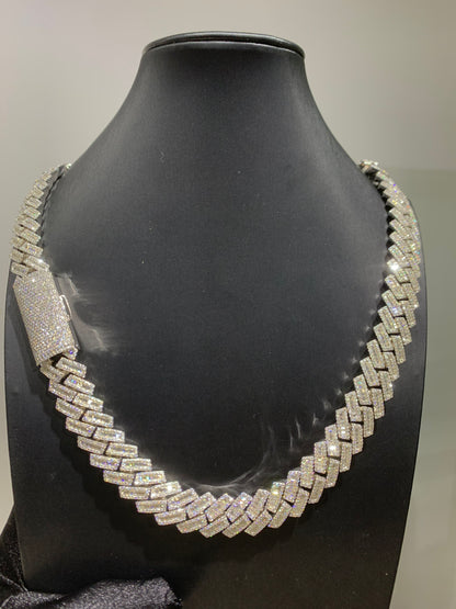16MM Yellow Gold Emerald Cut Rhombic Iced Out Cuban Link Chain Custom 925 Silver 10K/14K/18K Real Gold Lab Diamond Rapper Jewelry