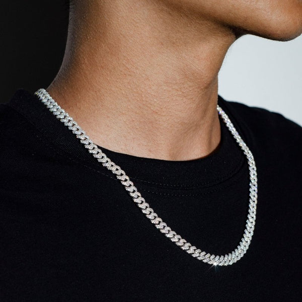 Iced Out Micro Cuban Chain Necklace – 925 Silver 6/8MM | Bornreal Jewelry
