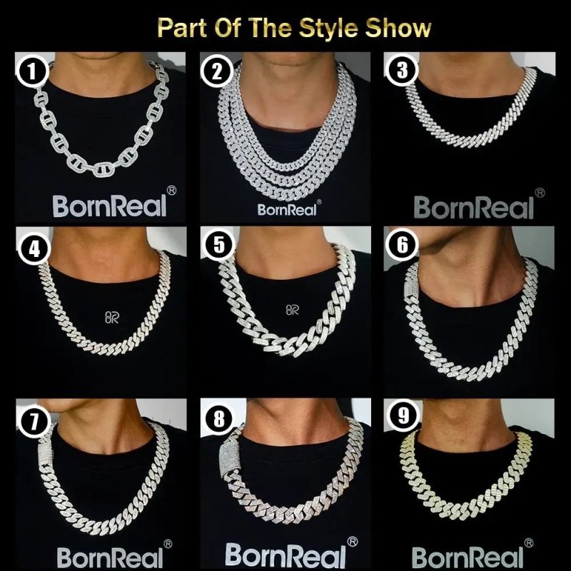 Iced-Out Cuban Link Chain Necklace & Bracelet Exclusive for Black Men_05