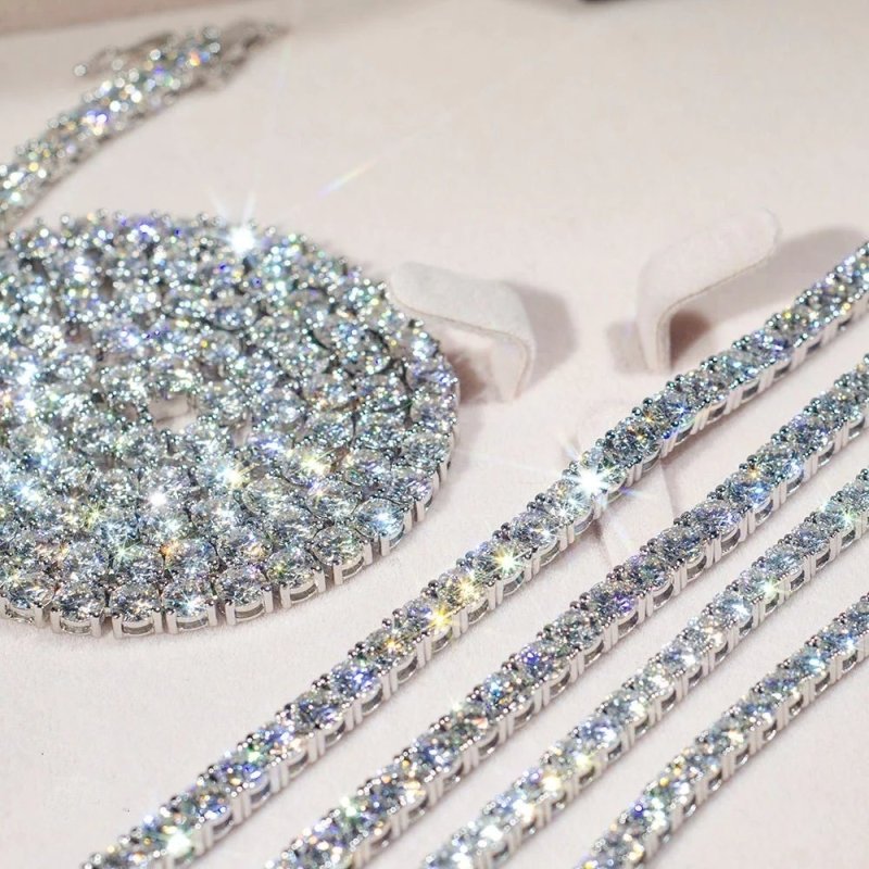 Iced Out 925 Sterling Silver Tennis Chain Necklace with VVS Stone_06