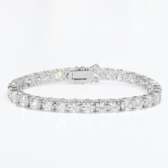 Iced Out Sterling Silver Tennis Chain Bracelet with VVS Diamonds