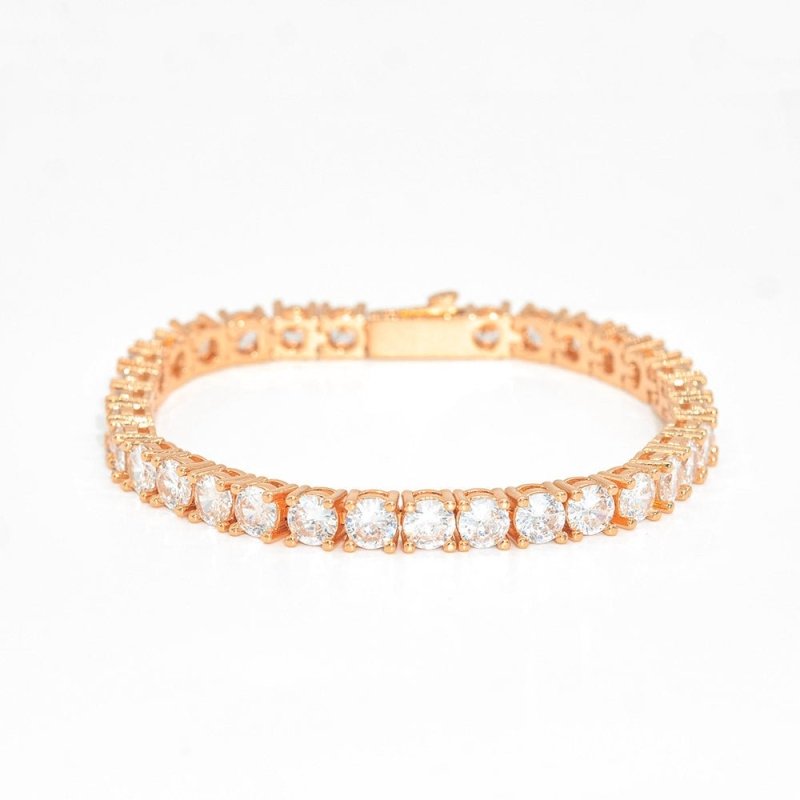 Iced Out Sterling Silver Tennis Chain Bracelet with VVS Diamonds 18K Rose Gold
