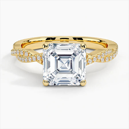Lab-Grown Diamond Asscher Cut Twisted Engagement Ring.
