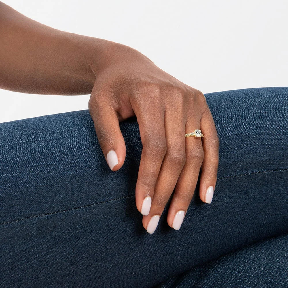 Lab-Grown Diamond Asscher Cut Twisted Engagement Ring.