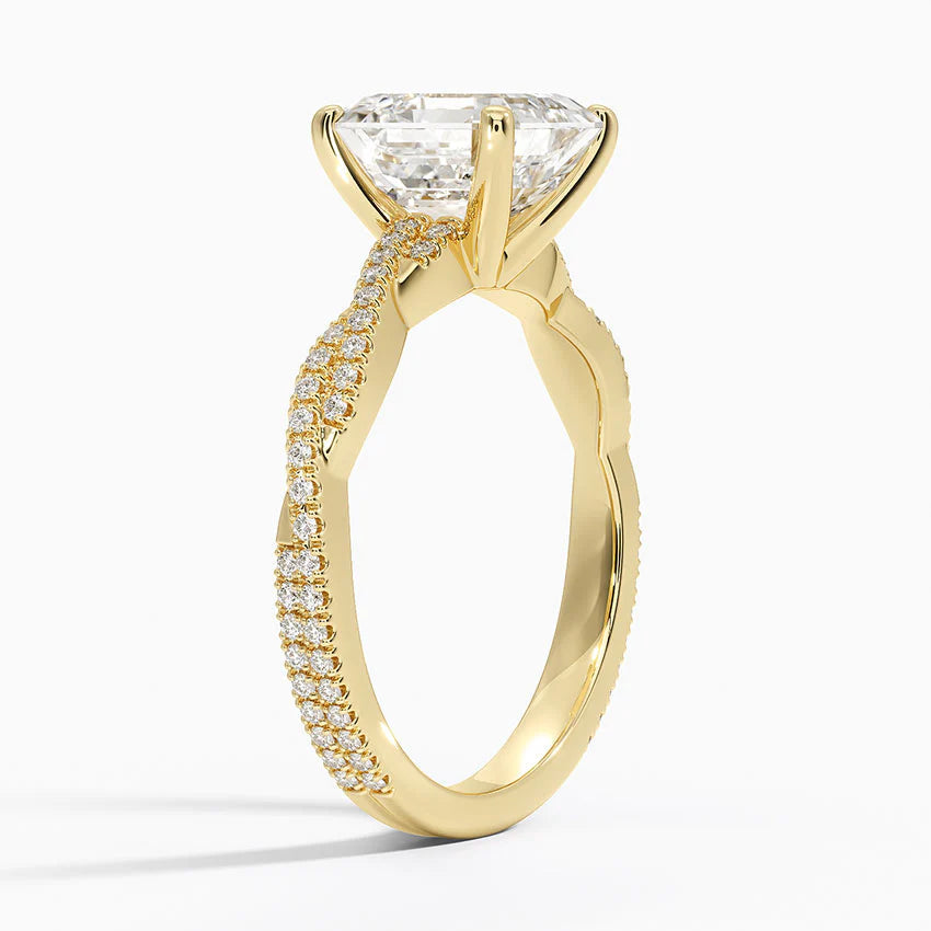 Lab-Grown Diamond Asscher Cut Twisted Engagement Ring.
