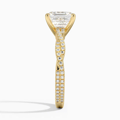 Lab-Grown Diamond Asscher Cut Twisted Engagement Ring.