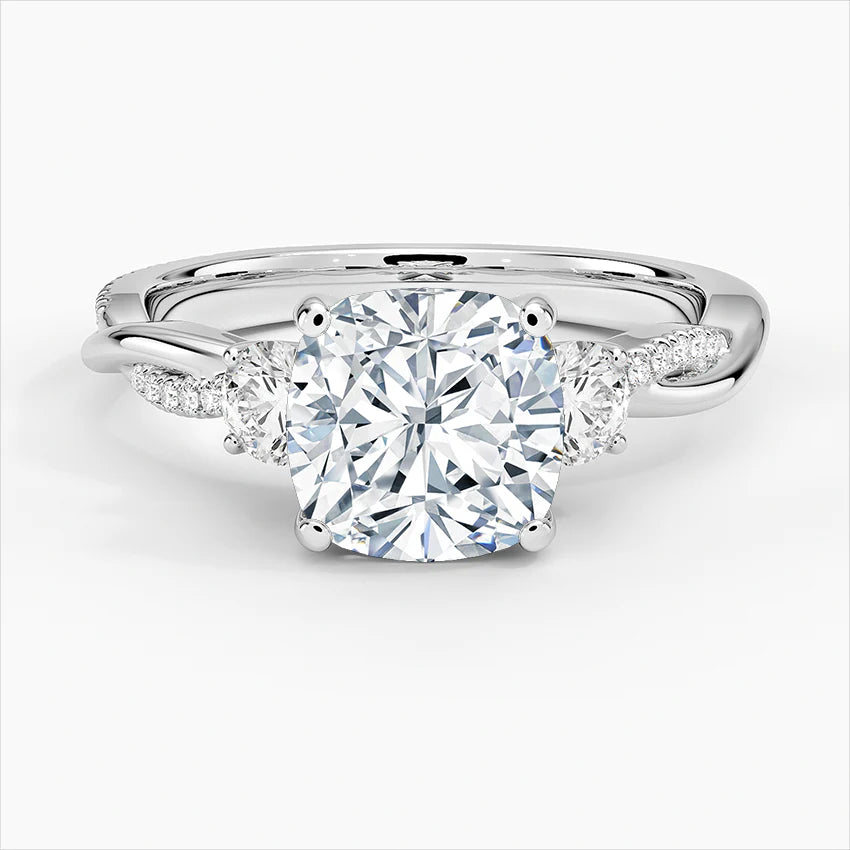 Lab-Grown Diamond Cushion Cut Twisted Vine Engagement Ring.
