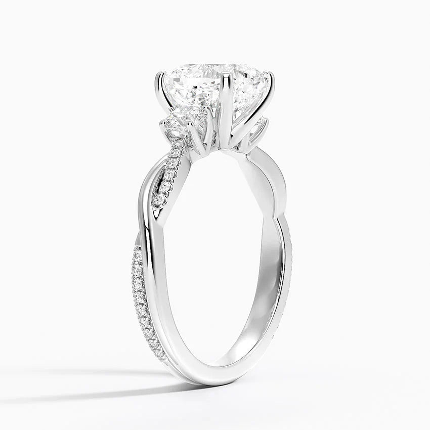 Lab-Grown Diamond Cushion Cut Twisted Vine Engagement Ring.