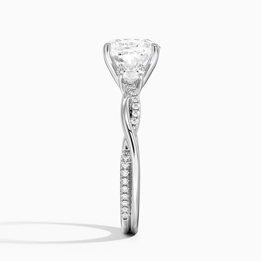 Lab-Grown Diamond Cushion Cut Twisted Vine Engagement Ring.