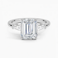 Lab-Grown Diamond Emerald Symphony Three Stone Engagement Ring.