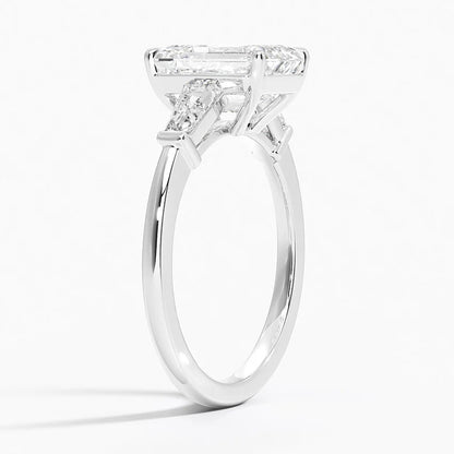 Lab-Grown Diamond Emerald Symphony Three Stone Engagement Ring.