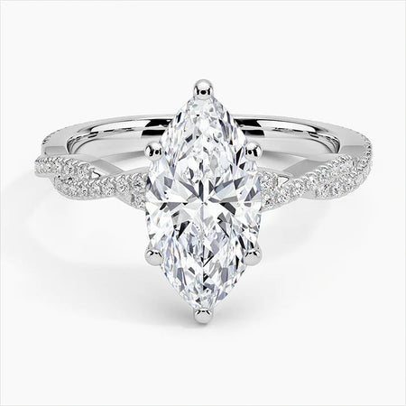 Bornreal Lab-Grown Diamond Marquise Cut Twisted Engagement Ring.
