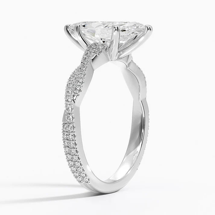 Bornreal Lab-Grown Diamond Marquise Cut Twisted Engagement Ring.