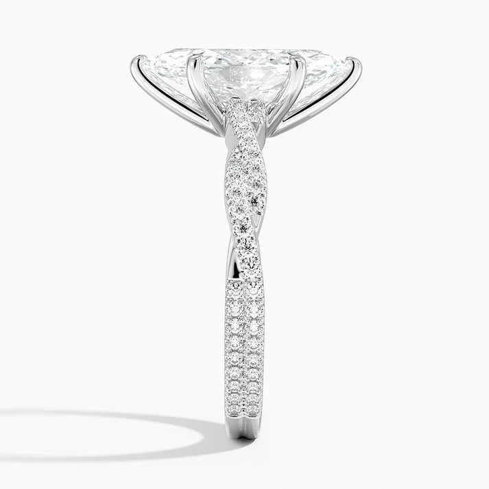 Bornreal Lab-Grown Diamond Marquise Cut Twisted Engagement Ring.