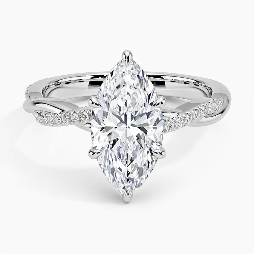 Lab-Grown Diamond Marquise Cut Twisted Vine Engagement Ring.