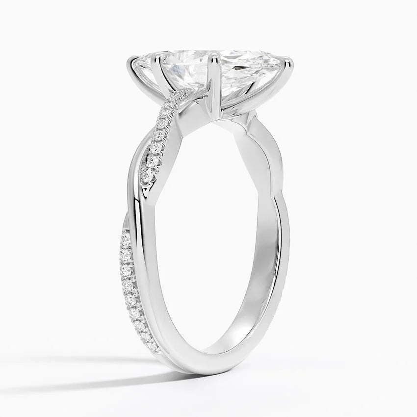 Lab-Grown Diamond Marquise Cut Twisted Vine Engagement Ring.