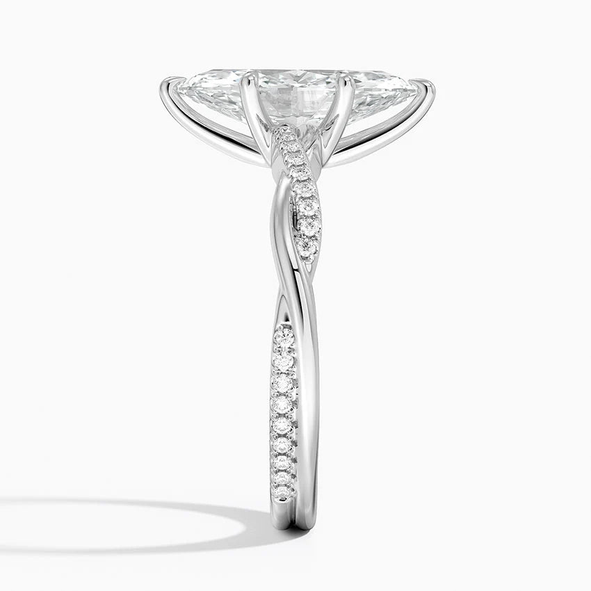 Lab-Grown Diamond Marquise Cut Twisted Vine Engagement Ring.