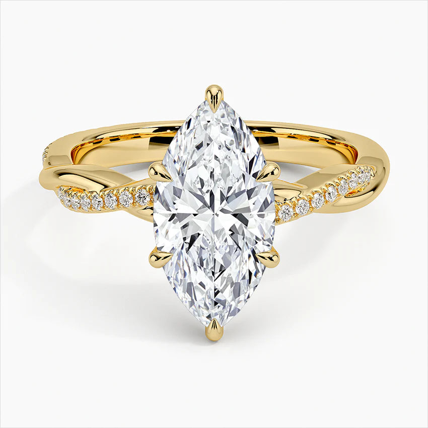 Lab-Grown Diamond Marquise Cut Twisted Vine Engagement Ring.