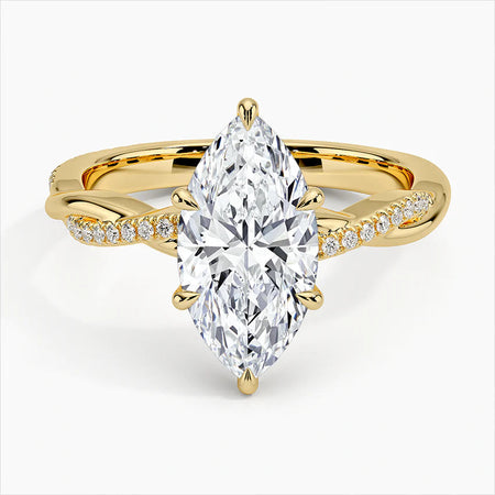 Lab-Grown Diamond Marquise Cut Twisted Vine Engagement Ring.