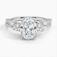 Bornreal Lab-Grown Diamond Oval Cut Engagement Ring with Side Stone.